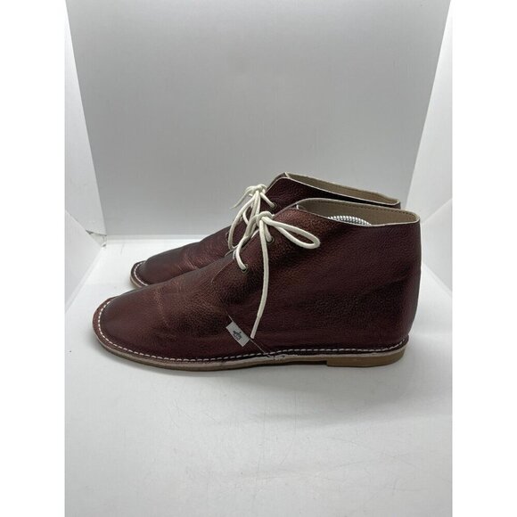 Monkey Feet Metallic Bronze Copper Lace UP Moccasin Leather Boots Womens Size 10 - Picture 3 of 9